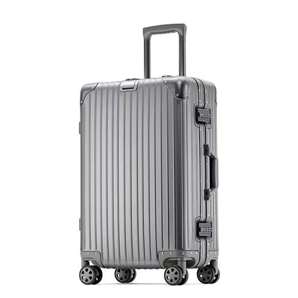 100% Aluminum-magnesium alloy Travel Suitcase Rolling Luggage 20/24/28 inch Trolley Luggage Carry-On Cabin Suitcase  Inch Silver HEBDO STORE