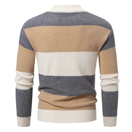 Fashion Patchwork Knitted Sweater Men Autumn Winter HEBDO