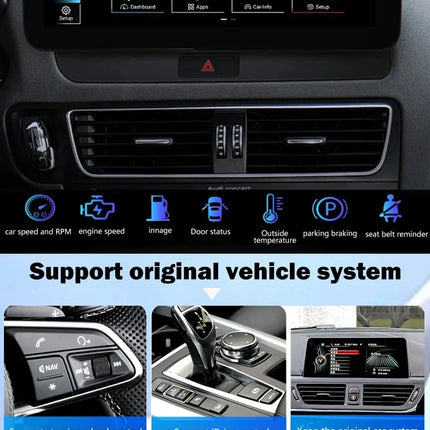 Car Stereo Android Auto Wireless Carplay 8 Core 12.3" For Audi Q5 2009-2016 RHD WIFI 4G SIM Split Screen BT GPS Navi Multimedia HEBDO