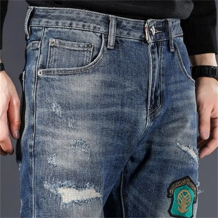 Patch Stitched Jeans Men's HEBDO STORE