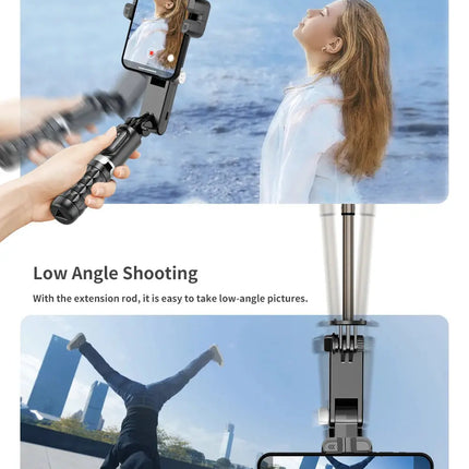 KEELEAD 360 Rotation Gimbal,Selfie Stick Tripod with Remote Fill Light Following Shooting,Stabilizer for Smartphone Live/Vlog HEBDO STORE