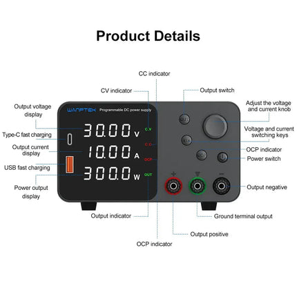 Wanptek Laboratory DC Power Supply Adjustable 30V 10A 60V 5A For Phone Repair Charge the Battery Lab Bench Power Supplies HEBDO