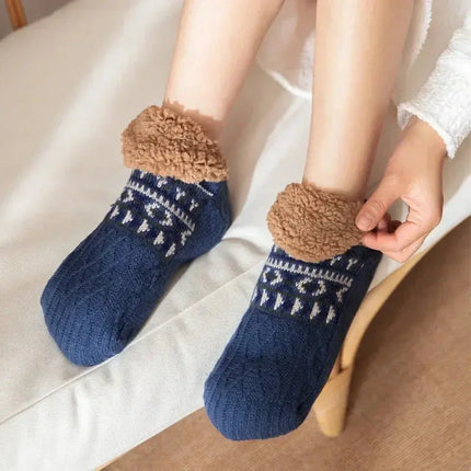 Warm Non Slip Socks Thermal Men Winter Short Cotton Thickened Family Sleep Soft Grip Plush Floor Slipper Sock Fluffy Women 2024 HEBDO