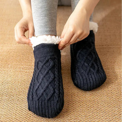 Warm Non Slip Socks Thermal Men Winter Short Cotton Thickened Family Sleep Soft Grip Plush Floor Slipper Sock Fluffy Women 2024 HEBDO