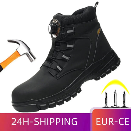 Rotary Buckle Work Sneakers Protective Shoes Safety Protect Puncture-proof Industrial Puncture-Proof Anti-smash Steel Toe Shoes HEBDO STORE