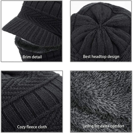 Winter Hat for Men Skullies Beanies Hats Winter Beanies for Men Women Wool Scarf Cap Balaclava Mask Bonnet Knitted Hat for Women HEBDO