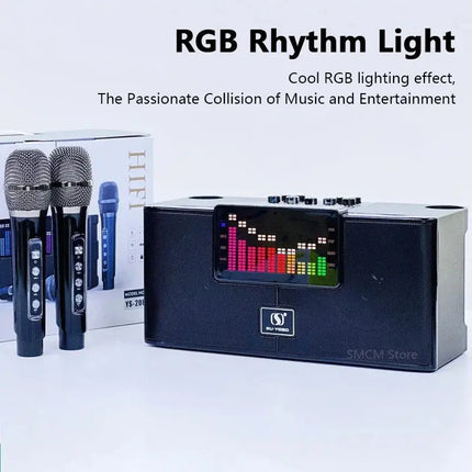 150W High Power RGB Pickup Rhythm Light Wireless Portable Microphone Bluetooth Speaker Sound Family Karaoke TF Subwoofer sound HEBDO