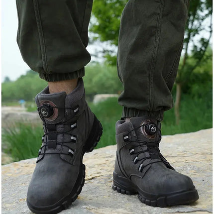 Rotating Button Lightweight Work Safety Shoes Men Industrial Work Sneakers Breathable Steel Toe Shoes Protective Safety Boots HEBDO STORE