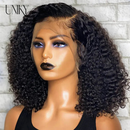 Short Curly Human Hair Bob Wig Water Lace Front Human Hair Wigs ForWomen PrePlucked Brazilian Glueless T Part Lace Wig Unikyhair - Premium  from FRANTZDOL STORE  - Just $70! Shop now at FRANTZDOL STORE 