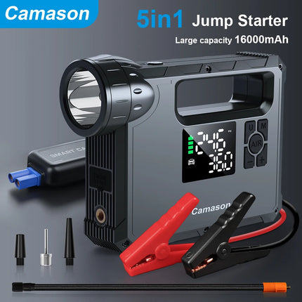 5 in 1 Car Jump Starter with air Compressor Portable Flashlight Starting Device Power Bank Battery Automotive Booster start HEBDO STORE