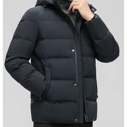 Black Winter Men's Down Jacket White Duck Down Detachable Hood Clothes Jack -20 dégré HEBDO STORE