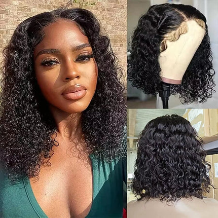 Water Wave Bob Glueless Wig Human Hair Ready to Wear and Go Short Bob Human Hair Wigs 8-16 Inch 4x4 Pre Cut Lace Wigs for Women HEBDO STORE