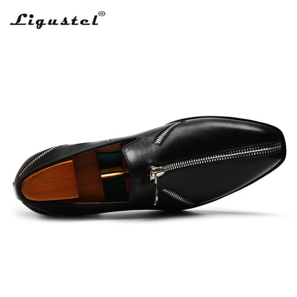 Ligustel Man Original Handmade Red Bottom Shoes Men Fashion Wedding Party Black Leather Loafers Shoes for Men with Free Shipping HEBDO STORE