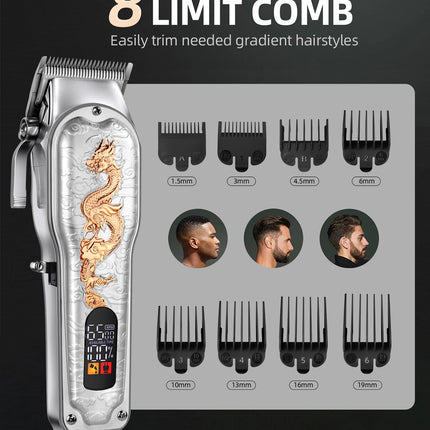 KIKIDO Professional Hair Clipper Metal Relief Dragon Hair Trimmer Electric Cordless Rechargeable Hair Cutting Machine for Men HEBDO STORE