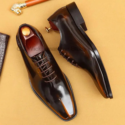 HKDQ Luxury Mens Oxford Dress Shoes Whole Cut Genuine Leather Handmade Lace-up Formal Shoe For Men Wedding Business Office HEBDO STORE