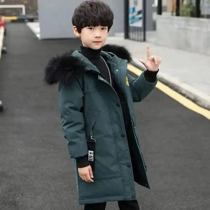 Winter Boys Thicken Long Jackets For kids 4-16Y Keep Warm Casual Hoodies Kids Coats Long Sleeve Children Windbreaker Outerwear Hebdo Store