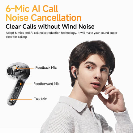 QCY HT10 AilyBuds Pro+ ANC Wireless Earphone Hi-Res Audio with LDAC Bluetooth 5.3 Earbuds 6 Mic AI HD Call Multipoint Connection HEBDO STORE