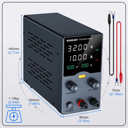 NANKADF DC Power Supply, 0-30V 0-10A with High Accuracy 4-Digit LED Display, 5V/2A USB Port, Encoder Adjustment N-GA3010H HEBDO