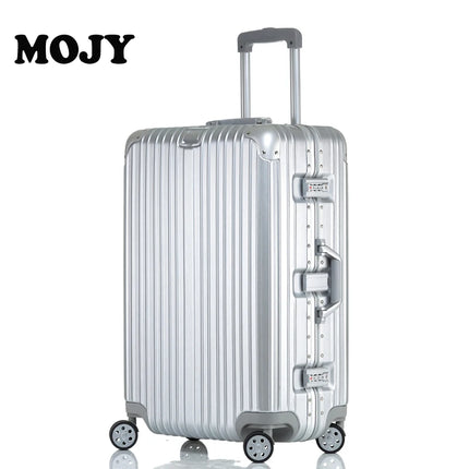 100% Aluminum-magnesium alloy Travel Suitcase Rolling Luggage 20/24/28 inch Trolley Luggage Carry-On Cabin Suitcase  Inch Silver HEBDO STORE