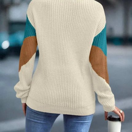 Knit Sweaters Women Jumpers Striped Print Round Neck Streetwear Pullover Top Casual Long Sleeve Warm Sweater Autumn Winter HEBDO