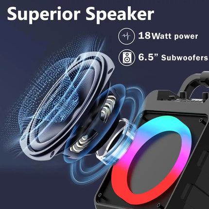 Karaoke Machine with 2 Wireless Karaoke Microphones, Portable Bluetooth Speaker Home Karaoke System with RGB Colorful Light HEBDO