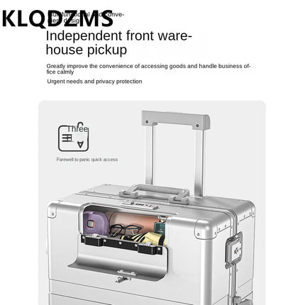 KLQDZMS Suitcase with Wheels Full Aluminum Magnesium Alloy Trolley Case Men 20 "24" 28 Inch Boarding Box Women's Luggage HEBDO STORE