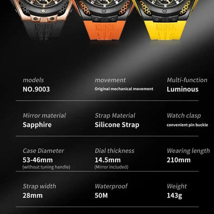 OUPINKE Men's Watches Full Skeleton 50ATM Waterproof Luminous Automatic Mechanical Watch for Man HEBDO STORE