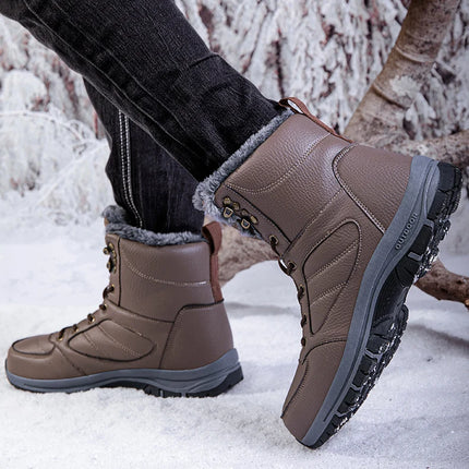 High Top Winter Men Snow Boots new Windproof Waterproof Shoes Super Warm Plush Men's Boots Outdoor Male Hiking Boots Work Shoes HEBDO STORE