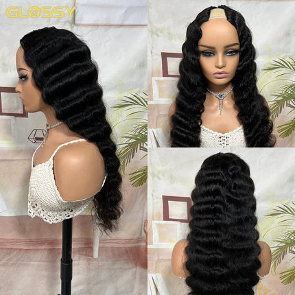 V Part Wig Loose Deep Wave Human Hair Wigs Quick Easy To Wear Glueless Brazilian 250 Density Water Wave Wig For Women 30 34 Inch HEBDO STORE