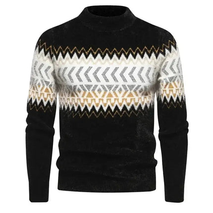 Fashion Patchwork Knitted Sweater Men Autumn Winter HEBDO