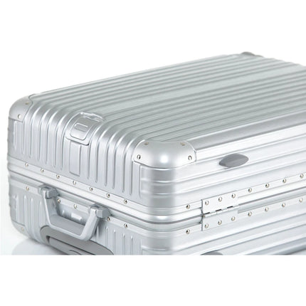 100% Aluminum-magnesium alloy Travel Suitcase Rolling Luggage 20/24/28 inch Trolley Luggage Carry-On Cabin Suitcase  Inch Silver HEBDO STORE