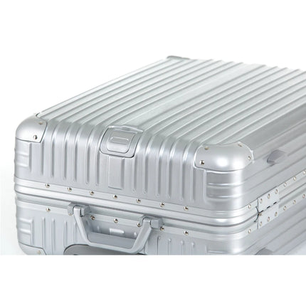 100% Aluminum-magnesium alloy Travel Suitcase Rolling Luggage 20/24/28 inch Trolley Luggage Carry-On Cabin Suitcase  Inch Silver HEBDO STORE