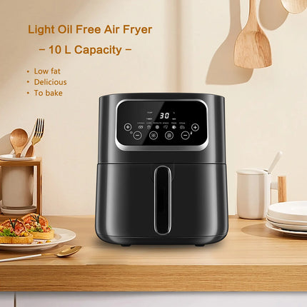 EXSAMO 10L Large Capacity Smart Electronic Digital Deep  Fryers Oven Without Oil 2000W Multi-Function With Touchscreen Air Fryer HEBDO STORE