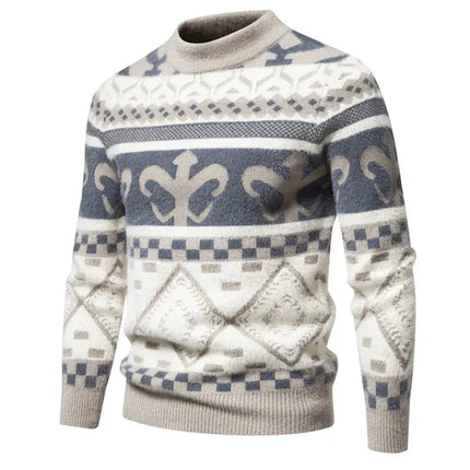 Fashion Patchwork Knitted Sweater Men Autumn Winter HEBDO