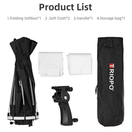 TRIOPO 55cm 65cm 90cm 120cm Foldable Octagon Softbox S Bracket Hand Grip for Godox V860III TT600 Yongnuo Speedlite Flash Light HEBDO STORE