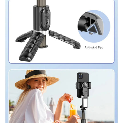 KEELEAD 360 Rotation Gimbal,Selfie Stick Tripod with Remote Fill Light Following Shooting,Stabilizer for Smartphone Live/Vlog HEBDO STORE