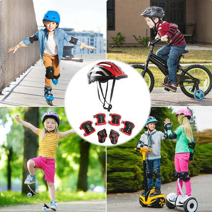 Kids Bike Helmet Knee Elbow Protective Gear Set with Wrist Guards Adjustable Safety Ride Protection Gear for Skateboard Scooter Hebdo Store