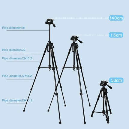 Phone Travel Self Tripod  Aluminum Tall 55” 140CM Stand With Quick Plates Mount Pan Head For Canon Nikon DSLR SLR Digital Camera HEBDO STORE