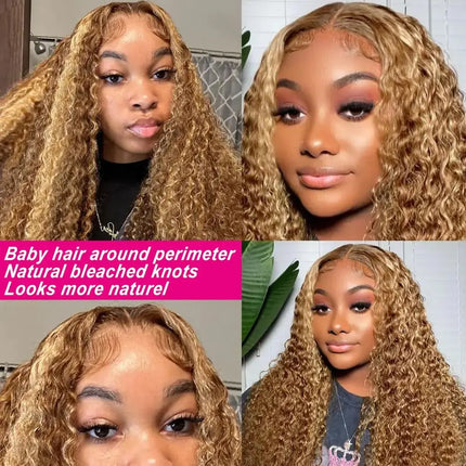 Highlight Color 13x4 Lace Front Wig Deep Wave Human Hair Pre Plucked 12-30 inch P4/27 Color Deep Wave Lace Frontal Wig Remy Hair Hebdo Store