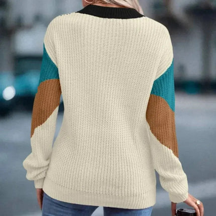 Knit Sweaters Women Jumpers Striped Print Round Neck Streetwear Pullover Top Casual Long Sleeve Warm Sweater Autumn Winter HEBDO