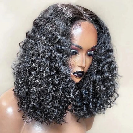 Glueless 12A Water Wave Mongolian 13X4 HD Transparent Lace Front Wig Bob Short Deep Wave 4x4 Lace Closure Isee Human Hair Wigs Hebdo Store