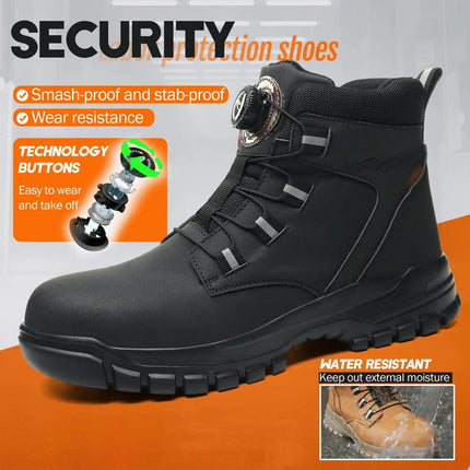 Rotary Buckle Work Sneakers Protective Shoes Safety Protect Puncture-proof Industrial Puncture-Proof Anti-smash Steel Toe Shoes HEBDO STORE