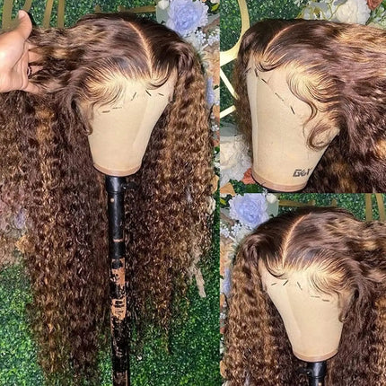 Highlight Deep Wave Frontal Wig 13x6 Hd Lace Brown Lace Front Human Hair Wigs Glueless Wig Human Hair Ready To Wear HEBDO STORE