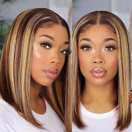 Highlight Wig Human Hair Bob Wig Straight Lace Front Wig Human Hair Brazilian Short Bob Human Hair Wigs On Sale Clearance Hebdo Store