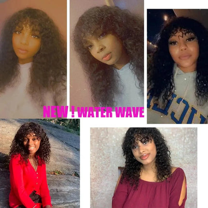 Wig With Bangs Fringe Wigs Human Hair Wig For Women Brazilian 100%Human Hair Sale Bangs Wig Full Machine Made Remy Hair Glueless HEBDO STORE