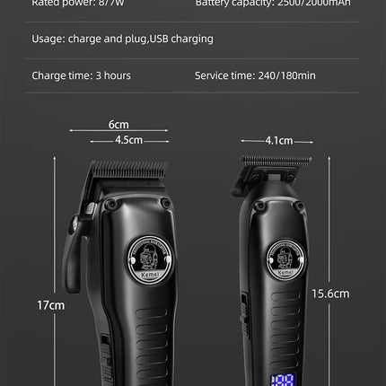 Kemei Professional Hair Clipper Set Electric Hair Cutting Machine Rechargeable Barber Hair Trimmer Cordless Haircut Clipper HEBDO STORE