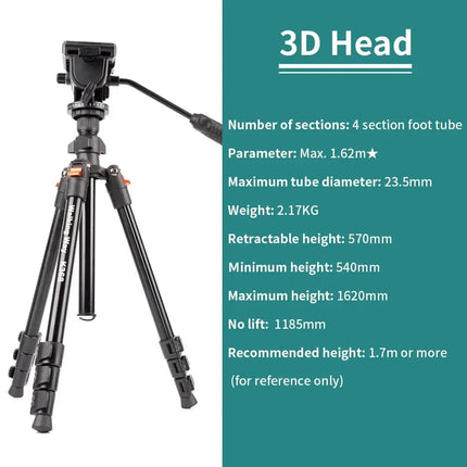 WalkingWay 62.99 Inch Professional High Camera Tripod for DSLR Portable Aluminum Travel Tripod with 360Degree Panorama Ball Head HEBDO STORE