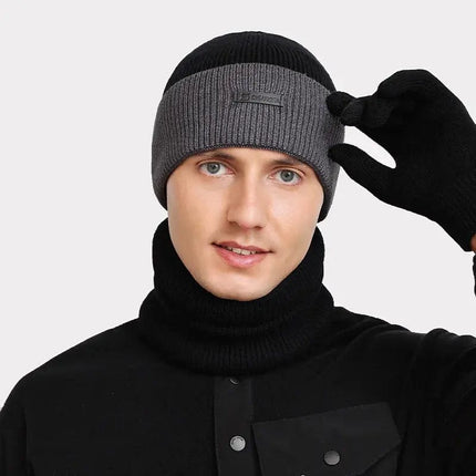 Winter Thick Knit Hat for Men Black Beanie Couple hip-hop Hat Male Female Women's Beanie Knitted Hat Trendy Melon Warm Windproof FRANTZDOL STORE