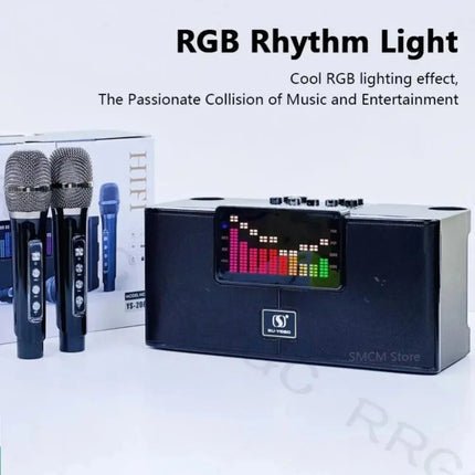 150W High Power RGB Pickup Rhythm Light Wireless Portable Microphone Bluetooth Speaker Sound Family Karaoke TF Subwoofer sound HEBDO