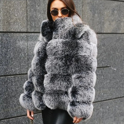 QUEENTINA Natural Real Fox Fur Coat Fashion Winter Jacket Women Warm Genuine New Luxury Designer Clothes With Layers Black Sets HEBDO